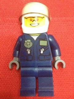 LEGO Minifigure-Swamp Police - Helicopter Pilot, Dark Blue Flight Suit with Badge, Helmet, Plain Hips and Legs-Town / City / Police-CTY535-Creative Brick Builders